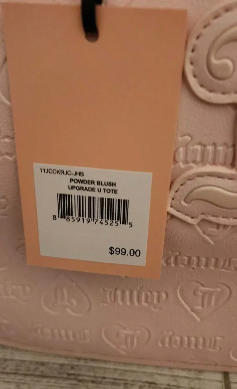NWT Juicy Couture Upgrade U Tote Powder Blush Pink Embossed Logo Bag - Picture 6 of 6